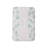 水エレガント色ユーカリパーソナライズされた名 バスマット (正面縦)