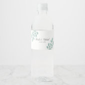 水エレガント色ユーカリパーソナライズされた結婚ス ペットボトルラベル (正面)