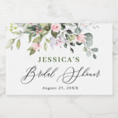 水エレガント色ユーカリブライダルシャワー スパークリングワインラベル (シングルラベル)