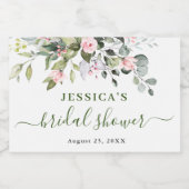 水エレガント色ユーカリブライダルシャワー スパークリングワインラベル (シングルラベル)