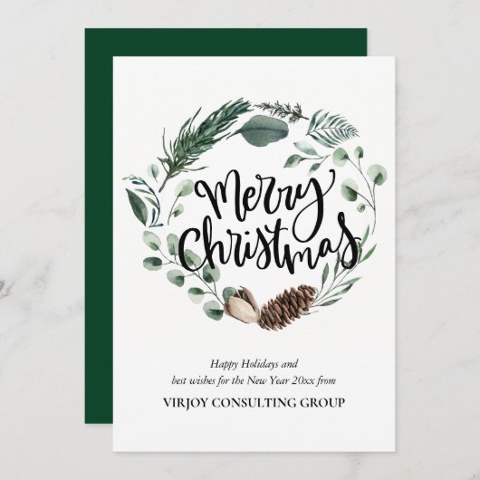 水エレガント色ユーカリプツパインコーン企業の シーズンカード (正面/裏面)
