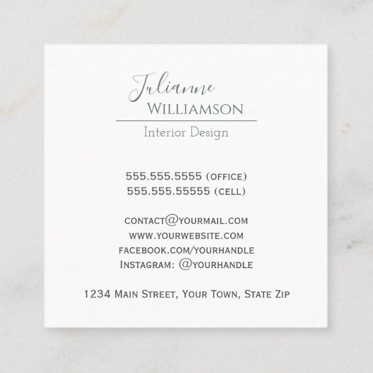 水エレガント色ユーカリプトゥスセージ緑の広場 スクエア名刺 (裏面)