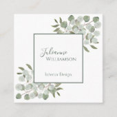 水エレガント色ユーカリプトゥスセージ緑の広場 スクエア名刺 (正面)