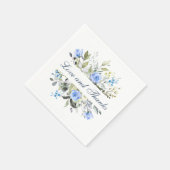 水エレガント色ユーカリプトゥスブルーバラフローラ スタンダードカクテルナプキン (角)