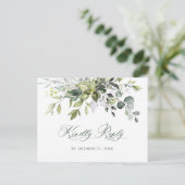水エレガント色ユーカリプトゥスボホウェディングRSVP ポストカード (スタンド正面)
