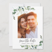 水エレガント色ユーカリ光結婚の セーブザデート (正面)