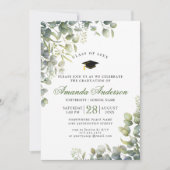 水エレガント色ユーカリ卒業パーティー 招待状 (正面)