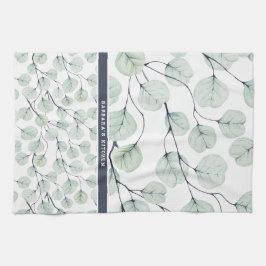 水エレガント色ユーカリ植物単像 キッチンタオル