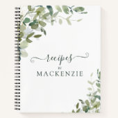 水エレガント色ユーカリ植物学レシピ ノートブック (正面)