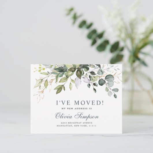 水エレガント色ユーカリ移動発表 案内ポストカード (スタンド正面)