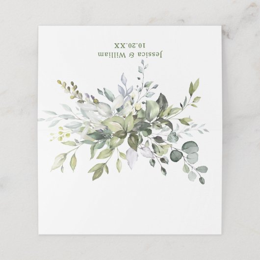 水エレガント色ユーカリ結婚のテーブル プレイスカード (外部開封)