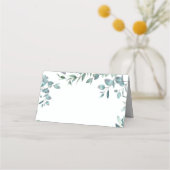 水エレガント色ユーカリ結婚のテーブル プレイスカード (正面)