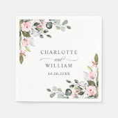 水エレガント色ユーカリ結婚の紙ナプキン スタンダードカクテルナプキン (正面)