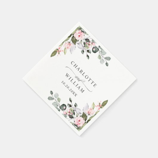 水エレガント色ユーカリ結婚の紙ナプキン スタンダードカクテルナプキン (角)