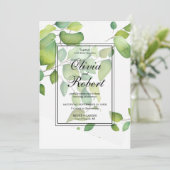 水エレガント色ユーカリ結婚の緑 招待状 (スタンド正面)