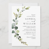 水エレガント色ユーカリ結婚のQRコード 招待状 (正面)