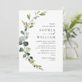 水エレガント色ユーカリ結婚のQRコード 招待状 (スタンド正面)