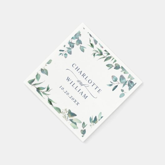 水エレガント色ユーカリ結婚ス紙 スタンダードカクテルナプキン (角)