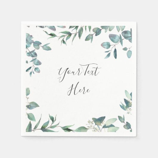 水エレガント色ユーカリ結婚ス紙 スタンダードカクテルナプキン (正面)