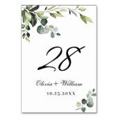 水エレガント色ユーカリ結婚ス テーブルナンバー (裏面)