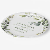 水エレガント色ユーカリ結婚ス ペーパープレート (アングル)