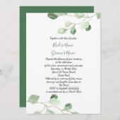 水エレガント色ユーカリ結婚ス 招待状 (正面/裏面)