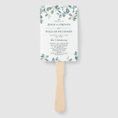 水エレガント色ユーカリ結婚式 プログラム ハンドファン (正面)