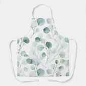 水エレガント色ユーカリ緑パターン エプロン (正面)