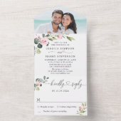 水エレガント色ユーカリ緑結婚草 オールインワン招待状 (内側)