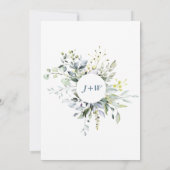 水エレガント色ユーカリ緑結婚草 セーブザデート (裏面)