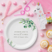 水エレガント色ユーカリ緑結婚草 ペーパープレート (パーティー)