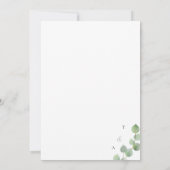 水エレガント色ユーカリ緑結婚草 招待状 (裏面)