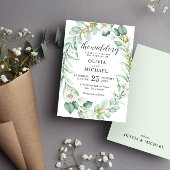 水エレガント色ユーカリ緑結婚草 招待状
