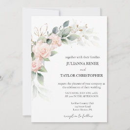 水エレガント色ユーカリ緑結婚草 招待状