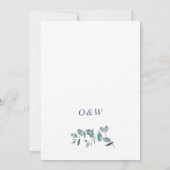 水エレガント色ユーカリ緑結婚草 招待状 (裏面)