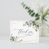 水エレガント色ユーカリ緑金ゴールド サンキューカード (スタンド正面)