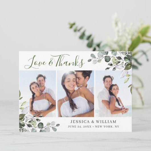 水エレガント色ユーカリ緑3 PHOTO サンキューカード (スタンド正面)