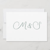 水エレガント色ユーカリ葉の緑モダン セーブザデート (裏面)