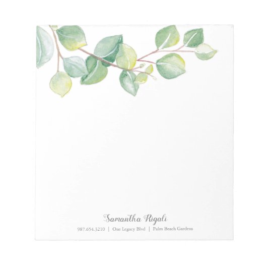 水エレガント色ユーカリ葉製品 ノートパッド (正面)