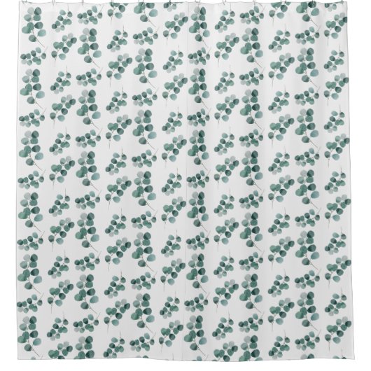 水エレガント色ユーカリ葉 シャワーカーテン (正面)