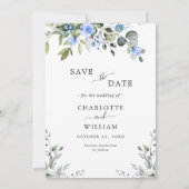 水エレガント色ユーカリPHOTO結婚の救 セーブザデート (裏面)