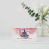 水エレガント色ヨガ瞑想ポーズオムシンボル 名刺 (スタンド正面)