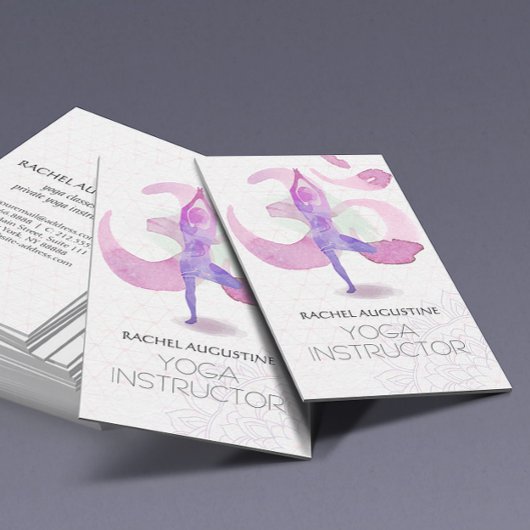 水エレガント色ヨガ瞑想ポーズオムシンボル 名刺