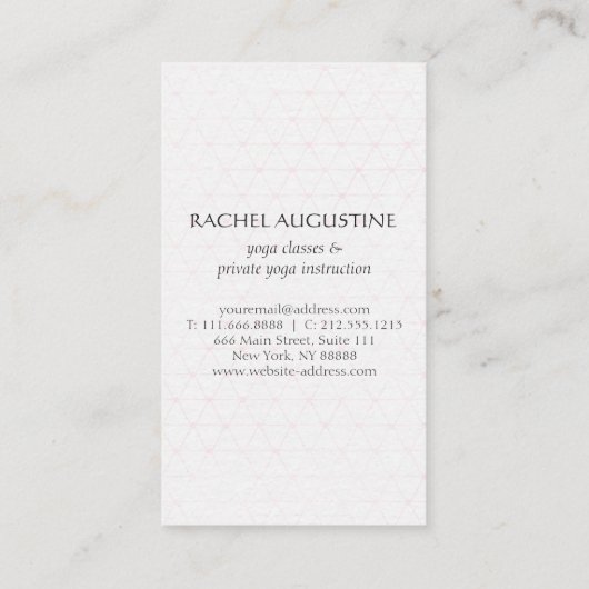 水エレガント色ヨガ瞑想ロータスパターン 名刺 (裏面)