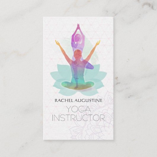 水エレガント色ヨガ瞑想ロータスパターン 名刺 (正面)