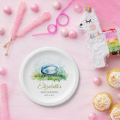 水エレガント色ラグビー赤ちゃんシャワー ペーパープレート (パーティー)