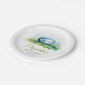 水エレガント色ラグビー赤ちゃんシャワー ペーパープレート (アングル)