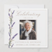 水エレガント色ラベンダーお祝いの生活 招待状 (正面)