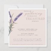 水エレガント色ラベンダーお祝いの生活 招待状 (裏面)