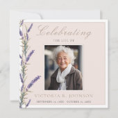 水エレガント色ラベンダーお祝いの生活 招待状 (正面)